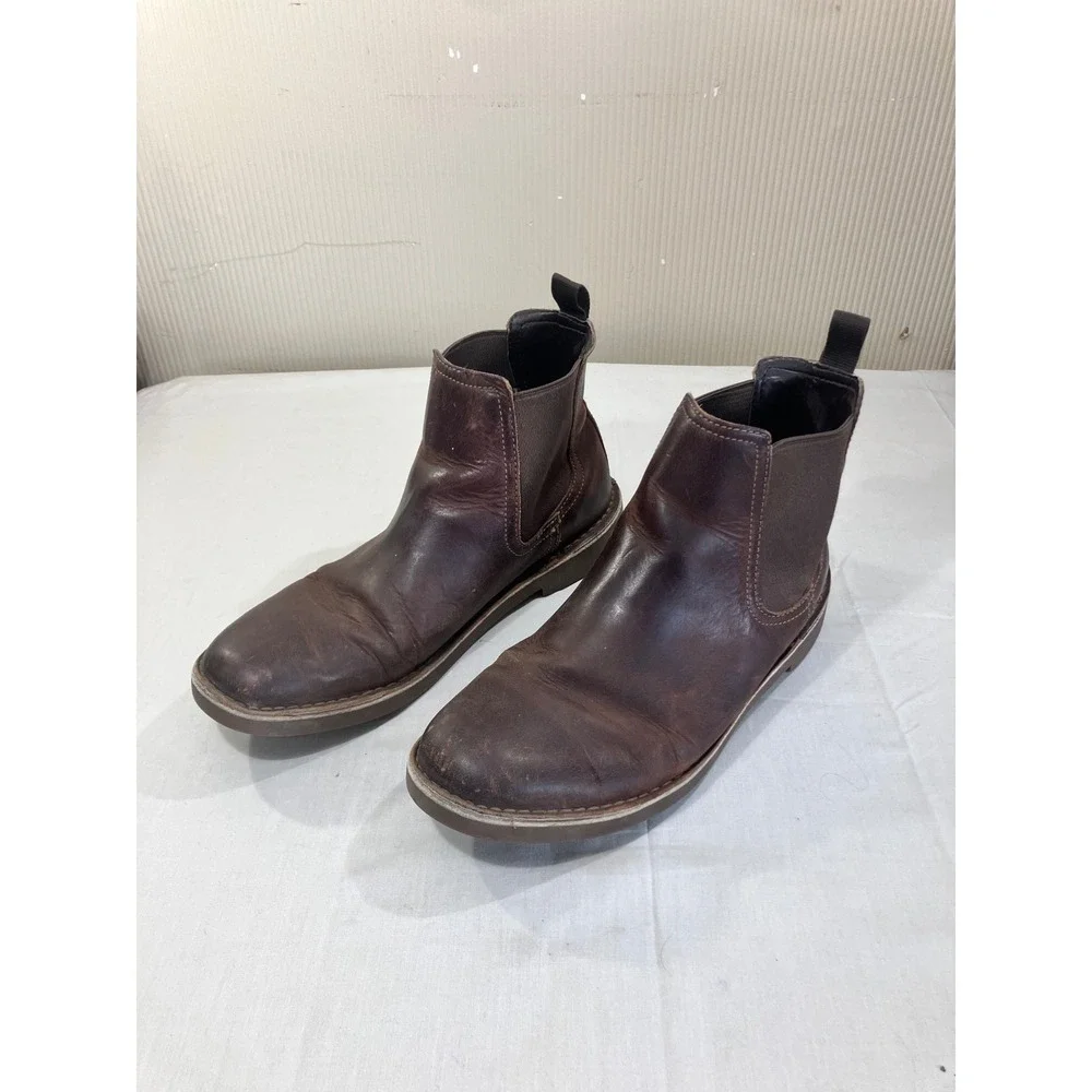 Clarks‎ Mens Dark Brown Leather Chelsea Boots Chukka Ankle Boots Size 10.5